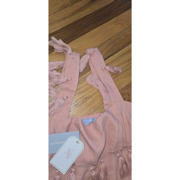 NWT Antonio Melani Nat Note Linen Maxi Dress Cece Tassel Women's 12 Pink NWI - Picture 10 of 16